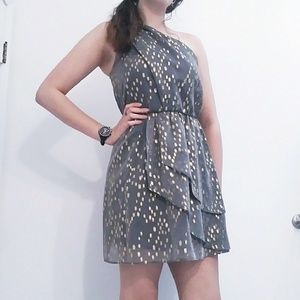 BCBGeneration Grey Dress w/ Gold Dots